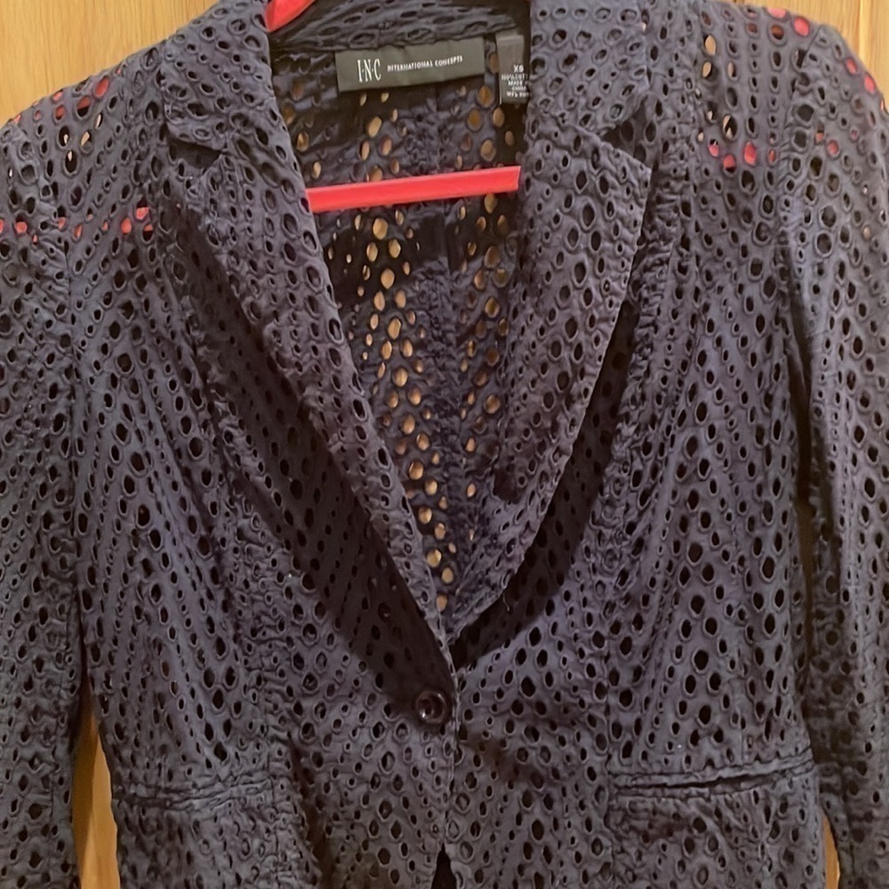 Navy Cotton Lace Blazer​​​​​​​​​​​​ - Picture 2 of 4